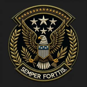 Military Patch: Shield Shape with Eagle, Stars & Semper Fortis