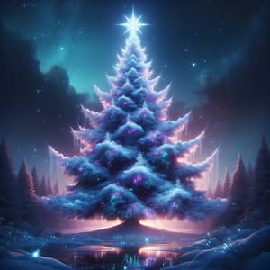 Majestic Christmas Tree Illuminated in Cosmic Magic