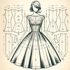 Exquisitely Detailed Sewing Pattern for Stylish Flared Dress