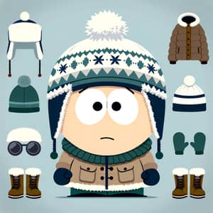 Cartoon Character in South Park Style | Winter Clothes