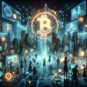 Futuristic Cyberpunk Bitcoin Scene: Digital Innovation Amidst Urban Chaos