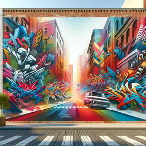Vibrant Street Mural with Graffiti Art in Urban Culture