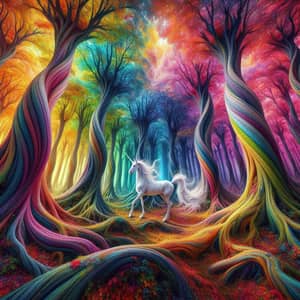 Enchanting Forest with Majestic Unicorn - Fantasy Tale Snapshot