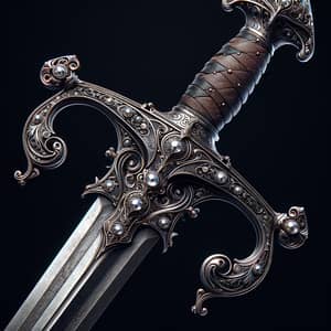 Intricate Medieval Sword - Detailed Design with Polished Steel Blade