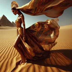 Majestic Egyptian Woman in Golden Desert Sands