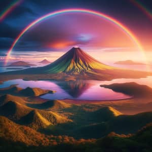 Volcán Barú: Majestic Sunset View with Vibrant Rainbow