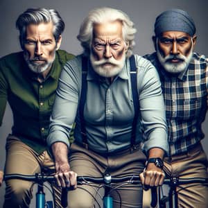 Epic Bike Trio: Intimidating Elderly Men Riding Bicycles