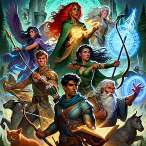 Legendary Group of Diverse Heroes in Ancient Forest