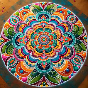 Colorful Indian Rangoli Design for Festivals | Symmetrical Art