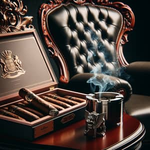 Luxurious High Back Chair and Premium Cigar Table Setting