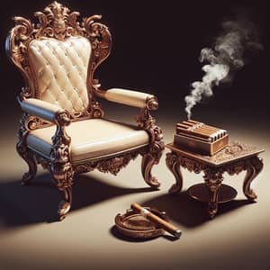 Regal High Back Chair and Cigar Table | Elegant Furniture Design