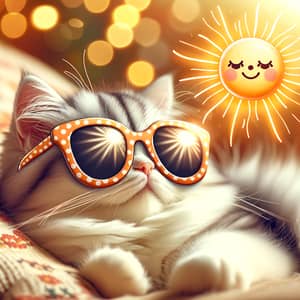 Cool Cat Soaking Up Sunshine: Quirky and Charmful Scene