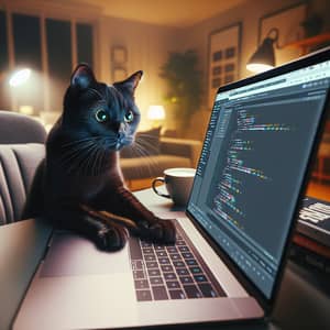 Cat Coding on Laptop: Feline Programming Genius
