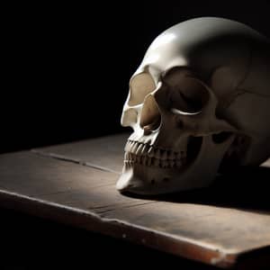 Mysterious Skull on Aged Desk