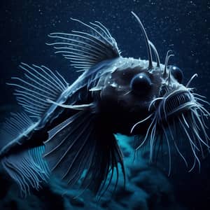 Black Abyssal Fish - Delicate Bioluminescent Creature