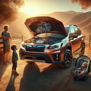 Captivating Scene with Subaru Forester SG5 and Curious Boy