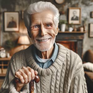 Cheerful Elderly Man with Expressive Eyes and a Warm Smile