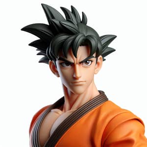 Intense Martial Arts Fighter in Spiky Black Hair - Animated Figure