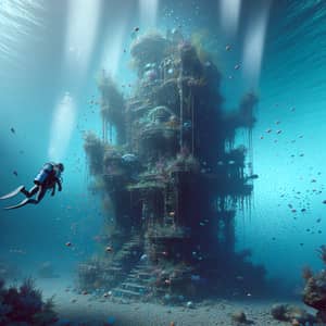 Underwater Scene Featuring a Diver