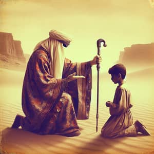 Middle-Eastern Wizard Chastising Young Boy in Pre-Islamic Arabia