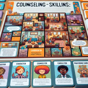 Vibrant Counseling Board Game with Diverse Scenarios and Counselors