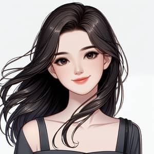 East Asian Girl Digital Art | Beautiful Smiling Model