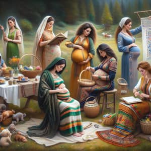 Multicultural Community of Expectant Mothers Embracing Tradition