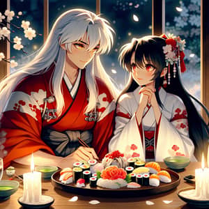 Romantic Dinner with Kikyo and Inuyasha | Enchanting Japanese Scene