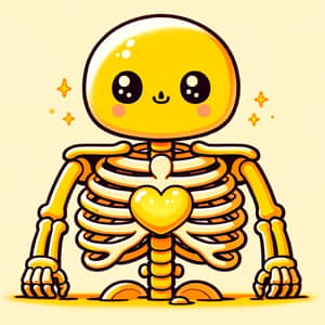 Unique Skeleton Character | Cartoon Illustration in Pastel Yellow Shades