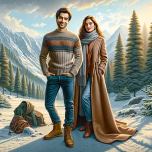 Winter Portrait Shoot in Manali with Multicultural Couple
