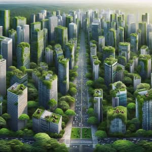 Green Forest Infused Cityscape | Urban Nature Marvel