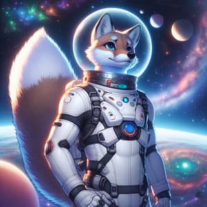 Tails Space Suit: Futuristic Fox Astronaut in Ethereal Cosmos