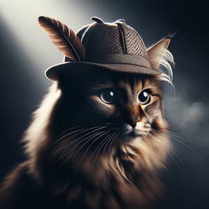 Mysterious Cat with Detective Hat | Enigmatic Persona