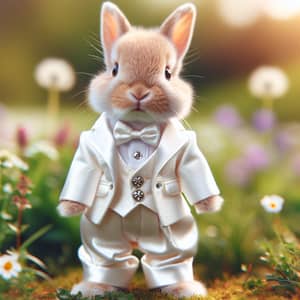 Adorable Rabbit in Elegant White Suit | Fashion-Forward Bunny