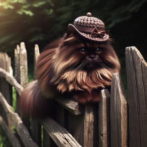 Charming Dark Brown Cat with Gleaming Coat and Delightful Hat