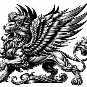 Majestic Griffin Tattoo Design - Mythical Creature Template