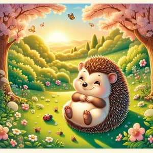 Delightful Hedgehog Illustration in Lush Setting