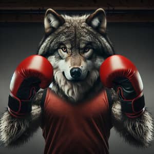 Boxing Wolf: Unique Image of a Wolf Wearing Boxing Gloves