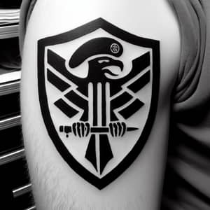 Black and White Tattoo of 3erpima Logo with Red Beret