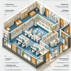 Efficient Hospital Pharmacy Design | Floor Plan in 15 sqm