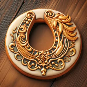 Golden Horseshoe Gingerbread Cookie | Art Nouveau Style