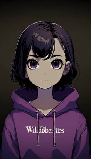 Minimalist Anime Portrayal of Young Asian Girl in WildBerries Hoodie