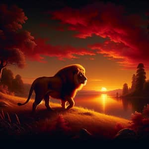 Majestic Lion in Neo-Romantic Setting | Stunning Imagery
