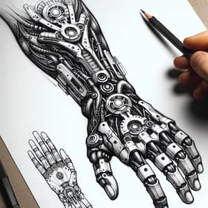 Cyberpunk Forearm Implant Sketch: Futuristic Dystopian Design