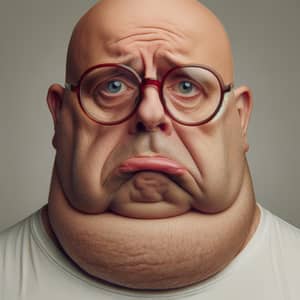 Unattractive Bald Man with Large Chin and Glasses