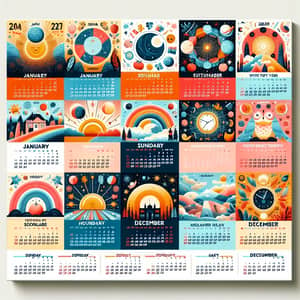 2024 Wall Calendar with Unique Graphics | Monthly Events & Holidays