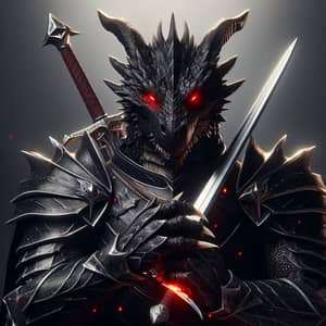 Dragonborn Black Skin Paladin with Twin Swords