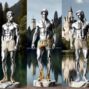 Captivating Male Models in Silver Marble Sculpture