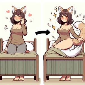 Woman Transformation into Cat | Happy Feline Scene