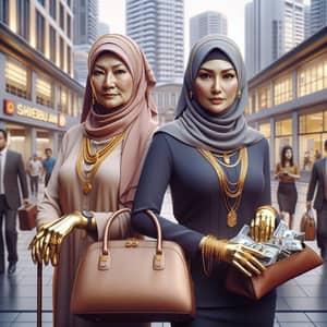 Asian Muslim Women with Hijab and Gold Jewelry - Pawning Transaction at Agrobank